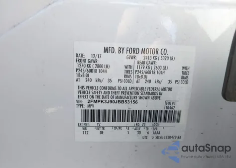 2018 Ford Edge Sel из США, поврежденный, VIN 2FMPK3J90JBB53156